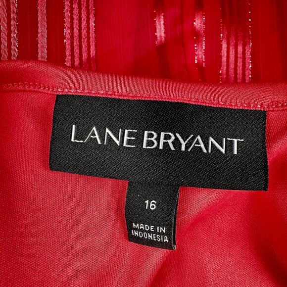 Lane Bryant Blouse Top Long Sleeve Sheer Metallic Thread Relaxed Raspberry 16 - Picture 12 of 15